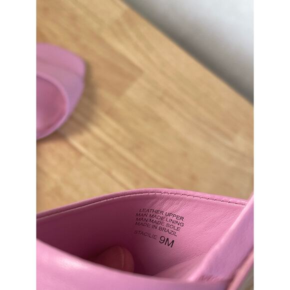 Gianni Bini Pink Leather Block Heel Mules Slides Women's Size 9 - Picture 9 of 9